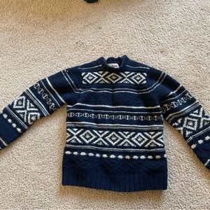 Sweater, size small, white and blue pattern, comfortable